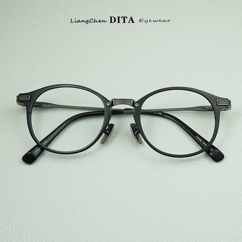 

Original High Quality Wholesale Designer Sunglasses for sale LC DITA black round frame pure titanium glasses men Shawn Yue The same Japanese DRX2078 myopic Have