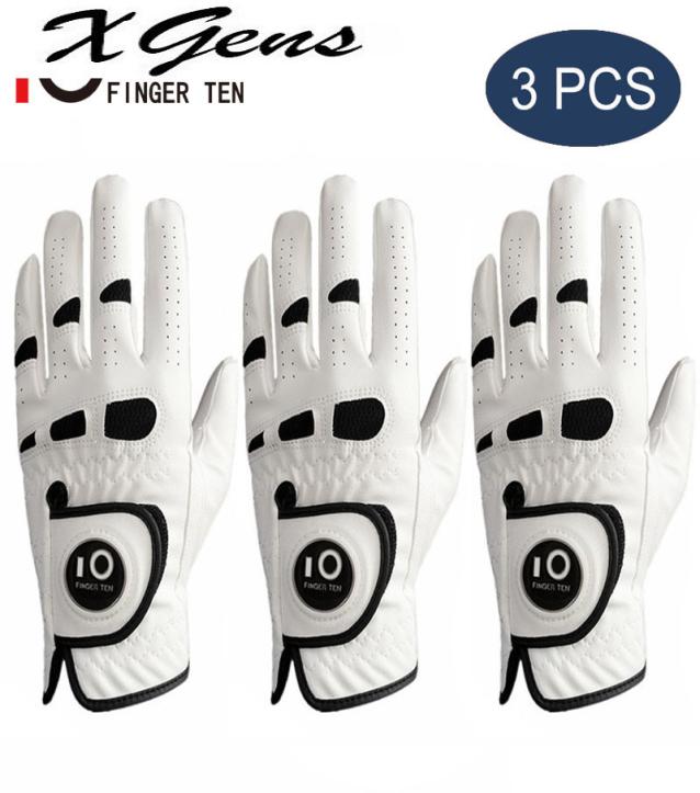

3Pcs All Weather Grip Golf Gloves Men Cabretta Leather with Ball Marker Left Right Hand Glove Golfer Accessories Drop 7136026, Dark grey