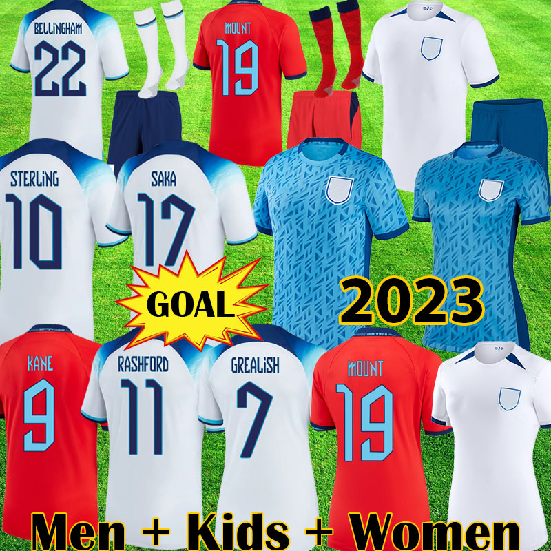 

2023 BELLINGHAM KANE Soccer Jerseys ENGLANDS STERLING MOUNT RASHFORD Football Shirts GREALISH 22 23 national team FODEN kids Women equipment kit top uniform 99001, 2023 kids home