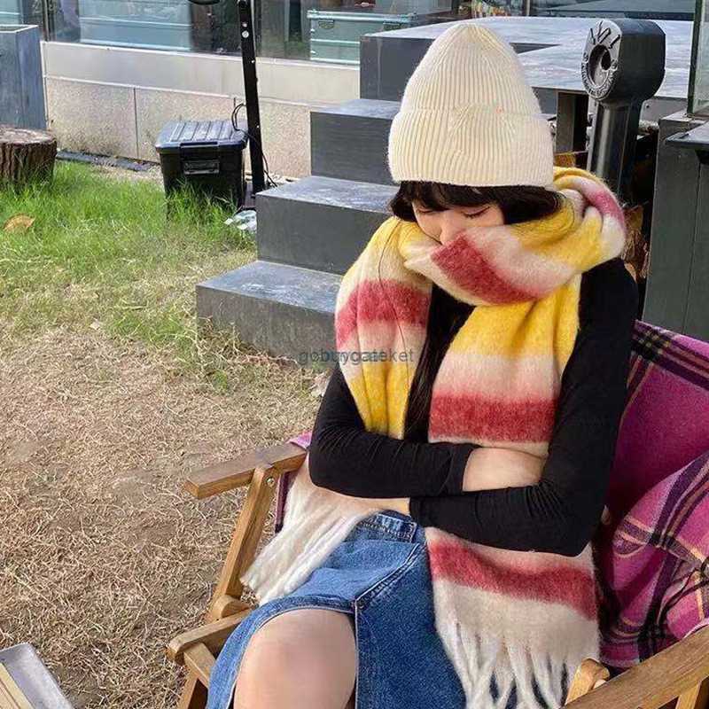 

Scarves the Same Rainbow Plaid Scarf of Ac Family Is a New with Long Tassels for Women in Winter1RSH