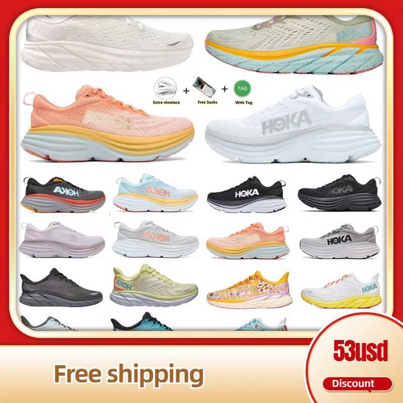 

Hoka One One Clifton Bondi 8 Running Shoes Women Men Unisex Flat Carbon X2 Summer Song Blue Shell Coral Peach Parfait Triple White Seaweed, 15