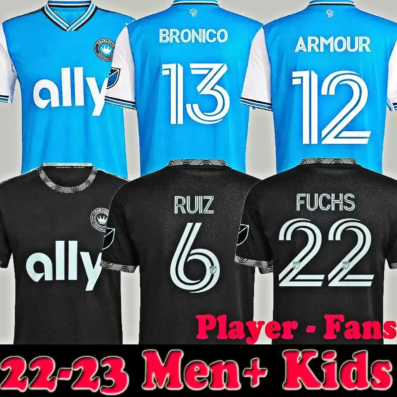

2022 Charlotte FC Soccer Jersey Home away black MLS 22 23 Adults Men Kids Football Shirt ADAM ARMOUR BRANDT BRONICO CORUJO FUCHS, Player version home
