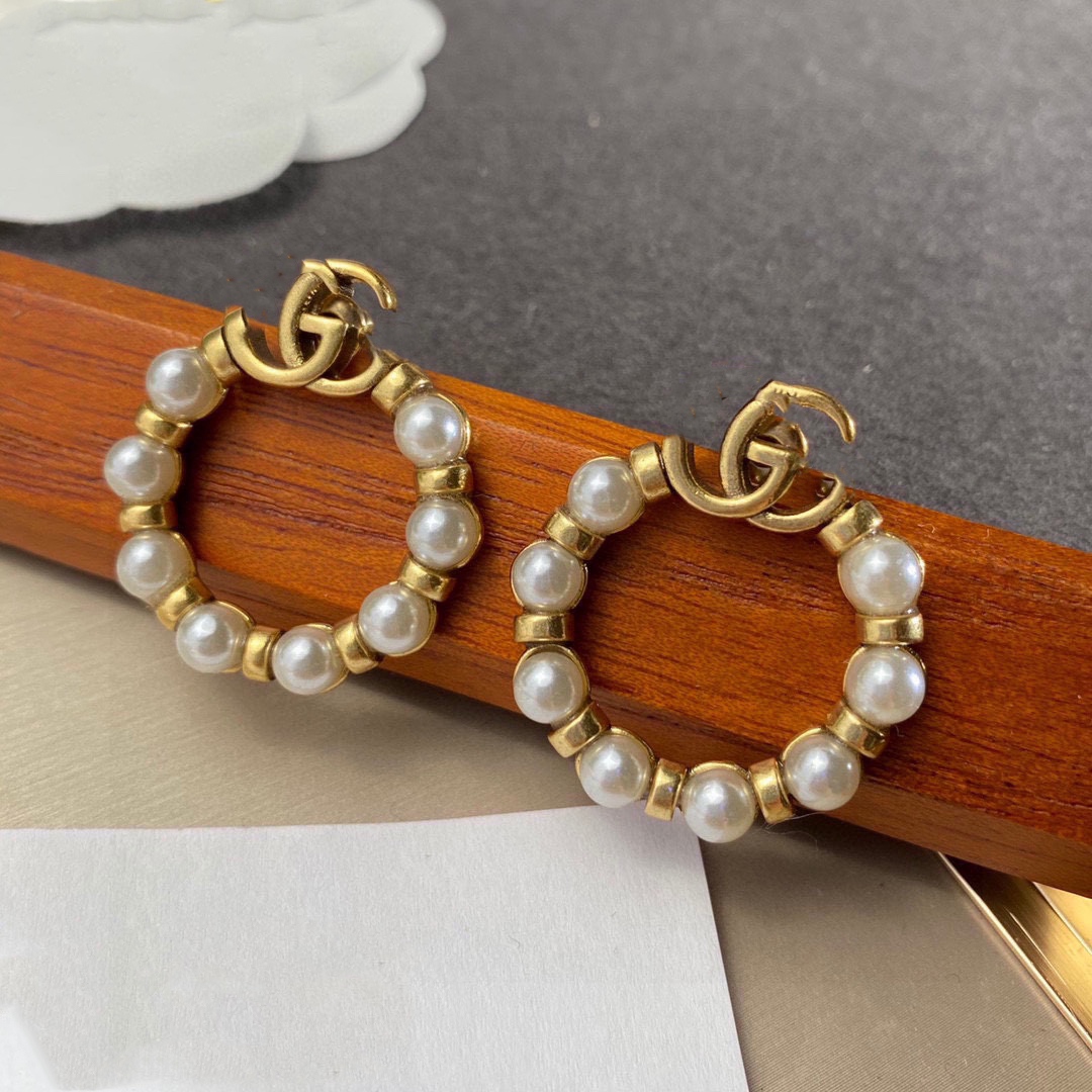 

Designer Earring Double G Brand Stud Earing Luxury Letter Logo Pearl Earring Women Fashion Hoop Jewelry Metal GGity Crystal Charm Women's Gift ajb1