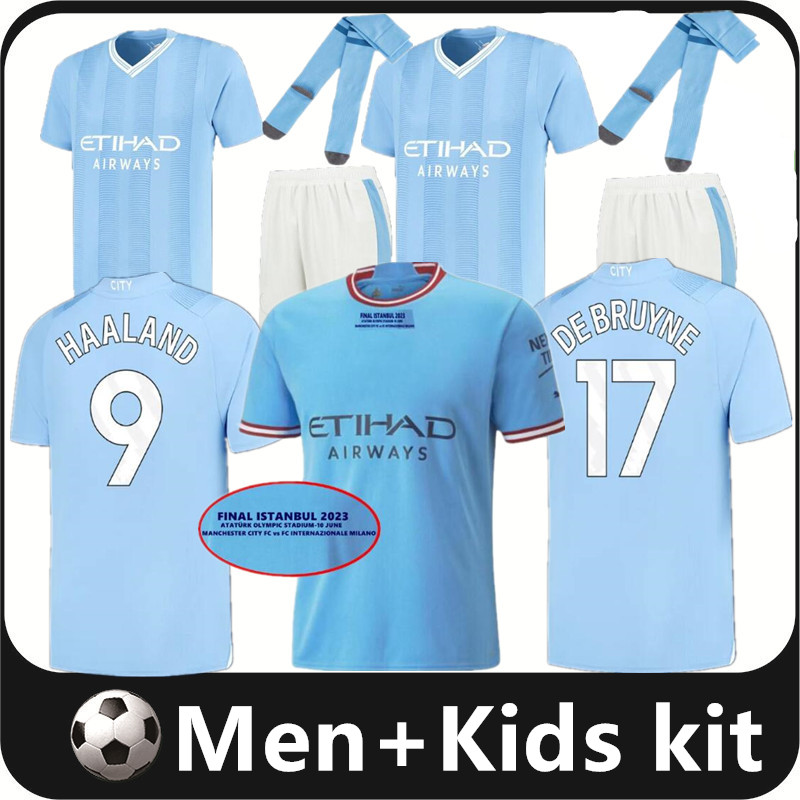 

fans version HAALAND soccer jerseys 23 24 DE BRUYNE MANS CITIES GREALISH MAHREZ FODEN FERRAN 2023 2024 football shirt uniforms men kids kit RODRIGO S-4XL, 22/23 home