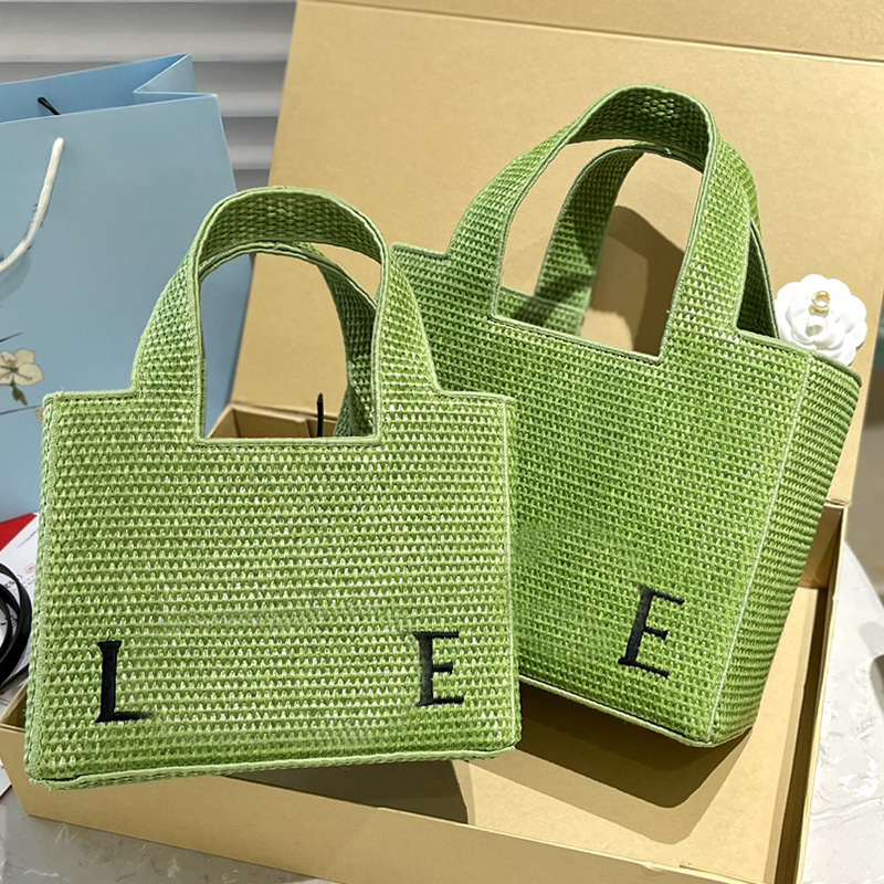 

Summer Straw Bag Basket Tote Bags Cuboid Beach Bags Shoulder Bags Shopping Bags Handbags Designer Women Weave Purse Large Capacity Leather Beach Totes Long Strap
