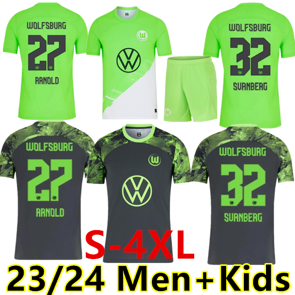 

S-4XL 23 24 VfL Wolfsburg Soccer jerseys WEGHORST STEFFEN BREKALO 2023 2024 Football Shirt ARNOLD XAVER MBABU GUILAVOGUI MEHMEDI ROUSSILLON men kids kit uniform, 23/24 home kids