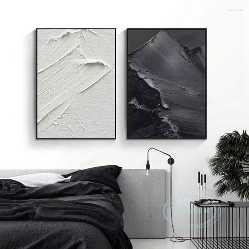 

Paintings Black And White Texture Minimalist Advanced Handmade Abstract Oil Painting Wall Art Canvas Decoration Poster Living Room Bedroom