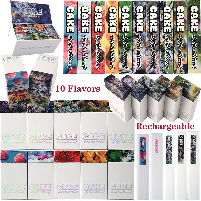 

USA Stock Cake 5th Gen E Cigarette Rechargeable Disposable Vape Pen 1ml Starter Kit Vapes Cartridges Empty Oil Carts Device Pods Vaporizer She Hit Different 280mah