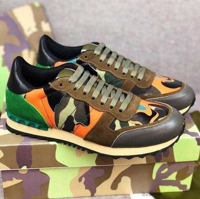 

Suede valentinoly Trainers Designer Camouflage Mesh Sneaker Casual Womens Mens Camo Rivet Leather Shoes Studded Flats Rock LQBZ, Color 29