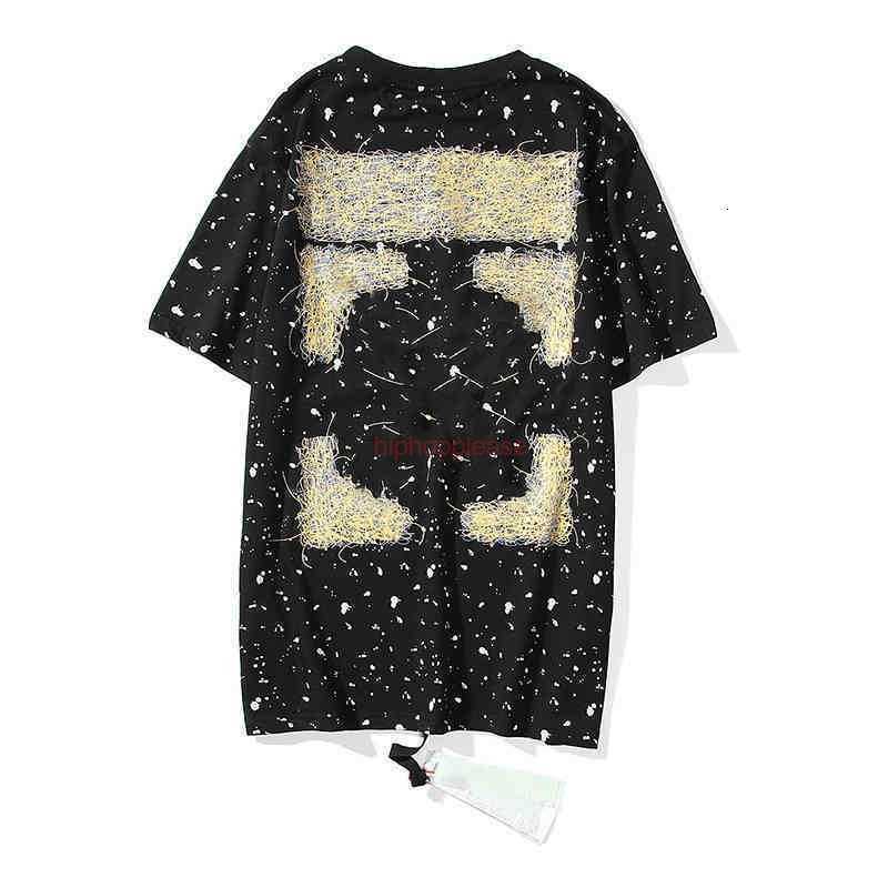 

OFFs Men's T-shirts Style White Summer Women's and Gilded Graffiti Arrow Short Sleeve T-shirt Fashion Br Lovers European Loose Bottom t