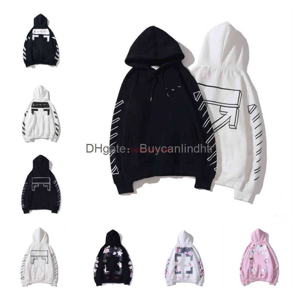 

OFFs 2023 new mens black T-shirts p offs Style Trendy Fashion Sweater Painted Arrow Crow Stripe Loose Hoodie Men's and Women's Coatjqm5offs s-2xl White