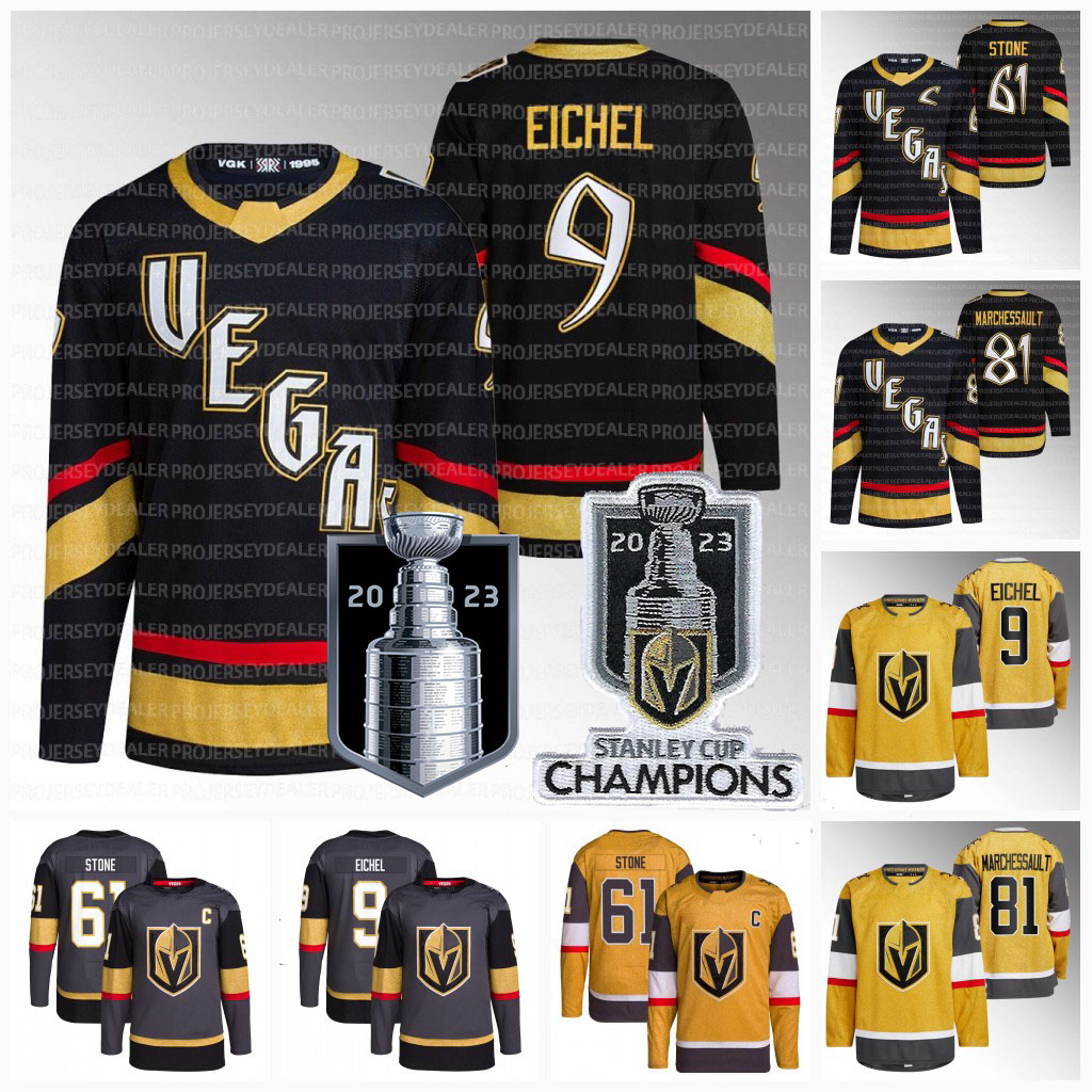 

Golden Knights 2023 Stanley Cup Finals Champions Jersey Jack Eichel Mark Stone Jonathan Marchessault William Karlsson Vegas In Stock Ready To Ship Jersys, 2022-23 reverde retro