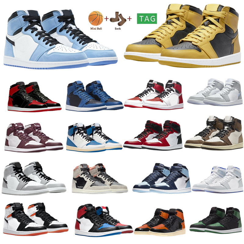 University Blue 1 Og Basketball Chaussures Jumpman 1S High Dark Moka Unc Light Smoke Grey Hyper Chicago Patent Bred Royal Toe Hommes Femmes Baske