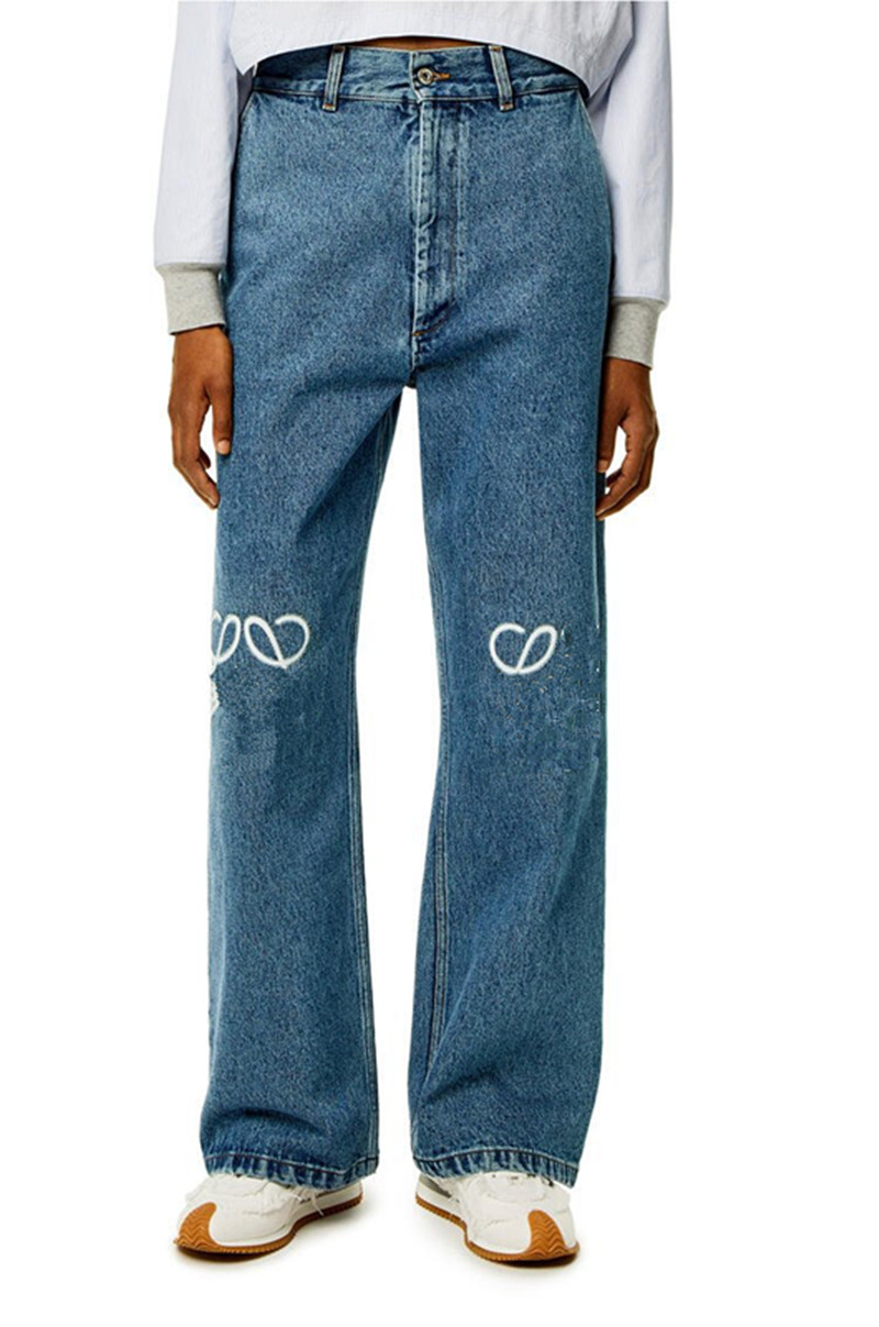 

Jeans designer jeans women womens Street Hollowed Out Patch Embroidered Decoration Casual Blue Straight Denim Pants Thicken Warm Slimming Jean Pants Printing, Sky blue