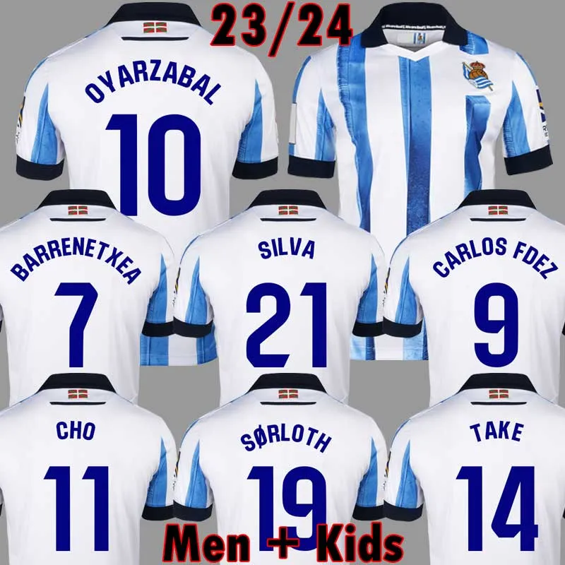 

Real Sociedad 2023 2024 Soccer Jerseys OYARZABAL X PRIETO PORTU DAVID SILVA Football Shirt TAKE 23 24 Carlos Fernandez camiseta de futbol Men kit kids Equipment, Image