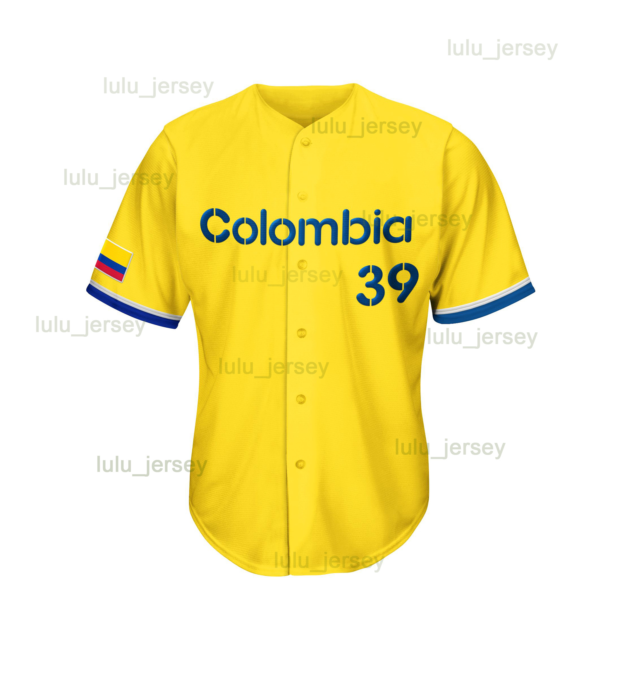 

Custom Colombia Yellow Baseball Jersey Printed/Stitched World Classic 2023 Uniforms Plus Size for Adlut Youth and Kids, Color 1