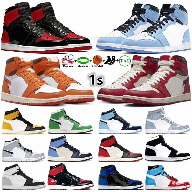

jumpman 1 Mens Basketball Shoes 1s Sneakers Starfish Lost Found Bred Patent University Blue Stage Haze Yellow Toe Hyper Royal UNC Men Women Sports Tra B9W9#, 22