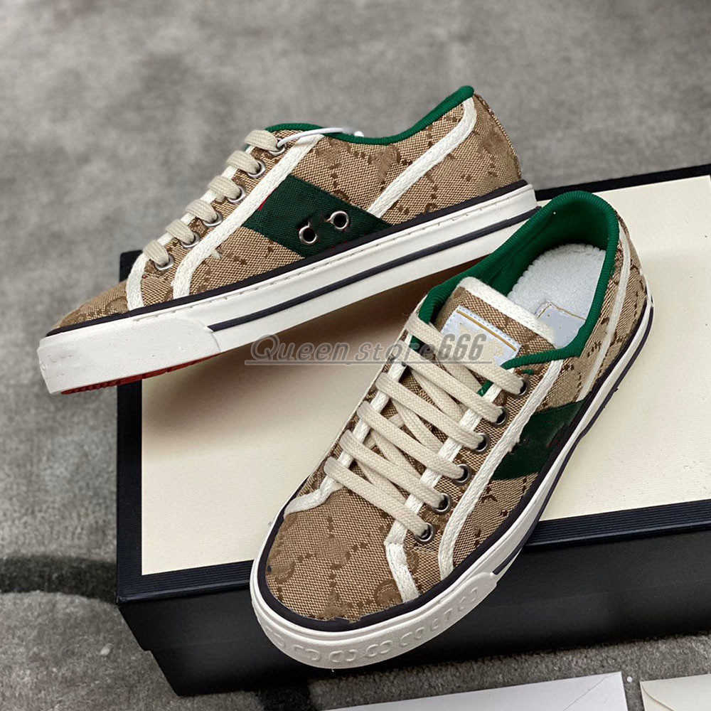 

Tennis 1977 Canvas Casual shoes Luxurys Designers Womens Shoe Italy Green Web Stripe Rubber Sole Stretch Cotton Low Top Mens Sneakers 01