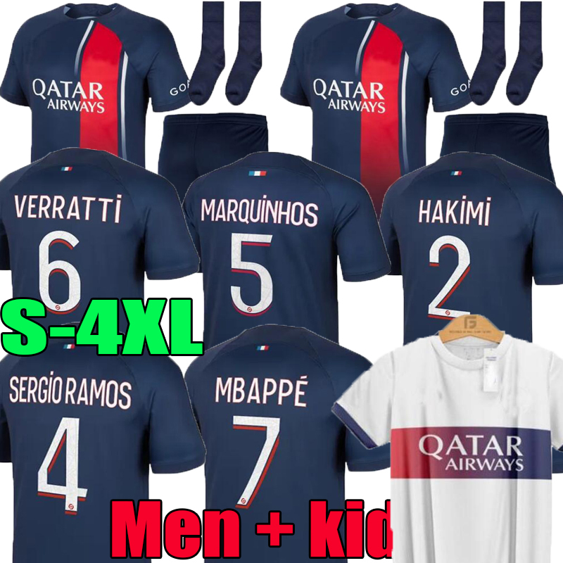

XXXL 4XL 22 23 24 PSGs home away 4th MBAPPE soccer jerseys 2023 2024 third DI MARIA WIJNALDUM SERGIO RAMOS HAKIMI Maillots de ICARDI VERRATTI men  football shirt, 23/24;away