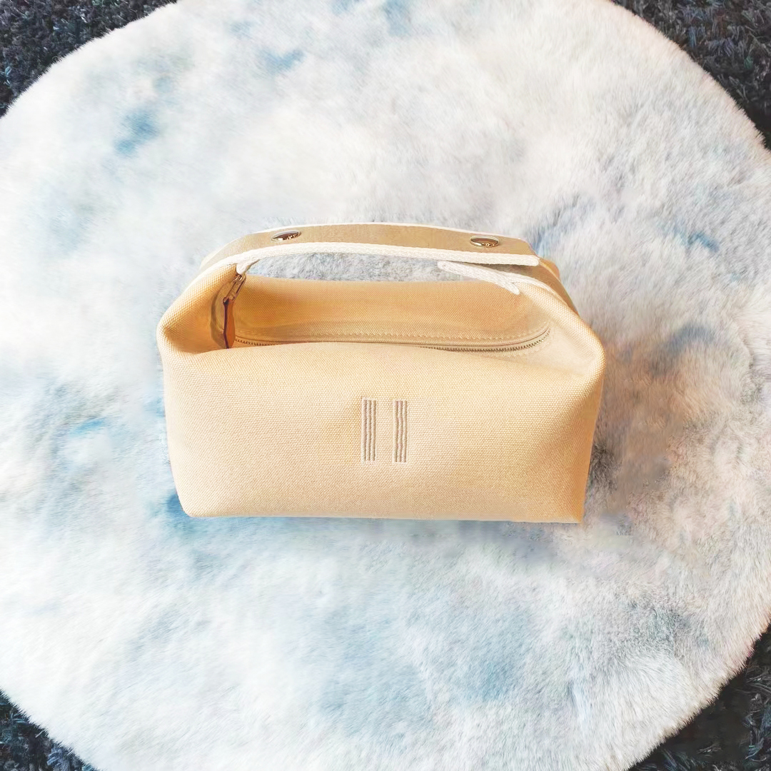 

2size cosmetic wash pouch makeup storage Top handle Clutch Bag Totes Canvas vacation handbag Cross Body luxurys Designer Large capacity Small square Shoulder Bags, Double color matching-orange