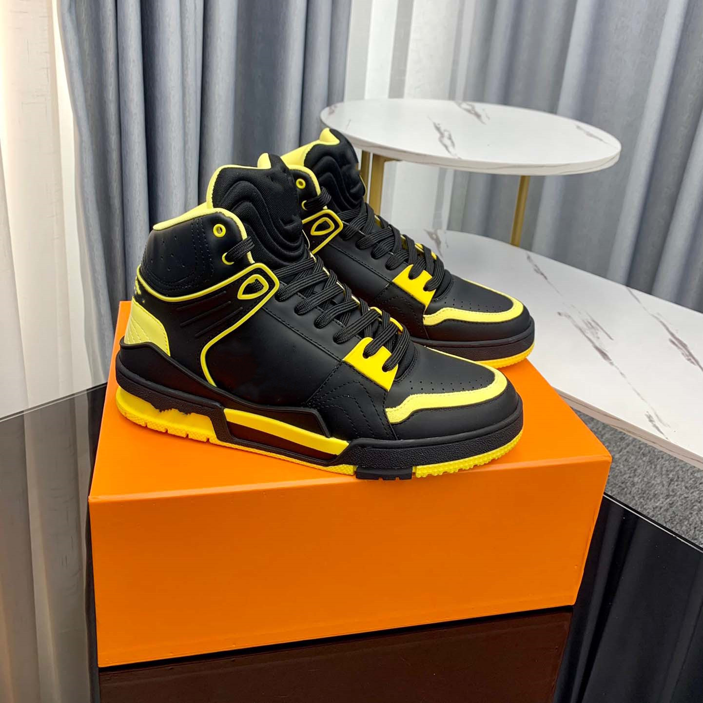 

Designer Abloh retro basketball shoes Autumn and winter men's trainer Virgil Cow leather sneakers classic fashion shoe 04