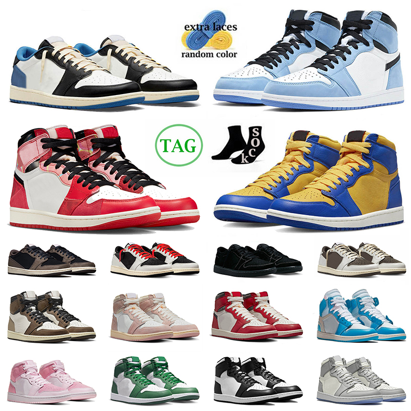 

1s x Travis Basketball Shoes JUMPMAN 1 Lows TS Fragment University Blue Spider-Verse Laney Washed Pink Offs White Unc Gorge Green Jordans1 Sneakers Mens Women 36-47