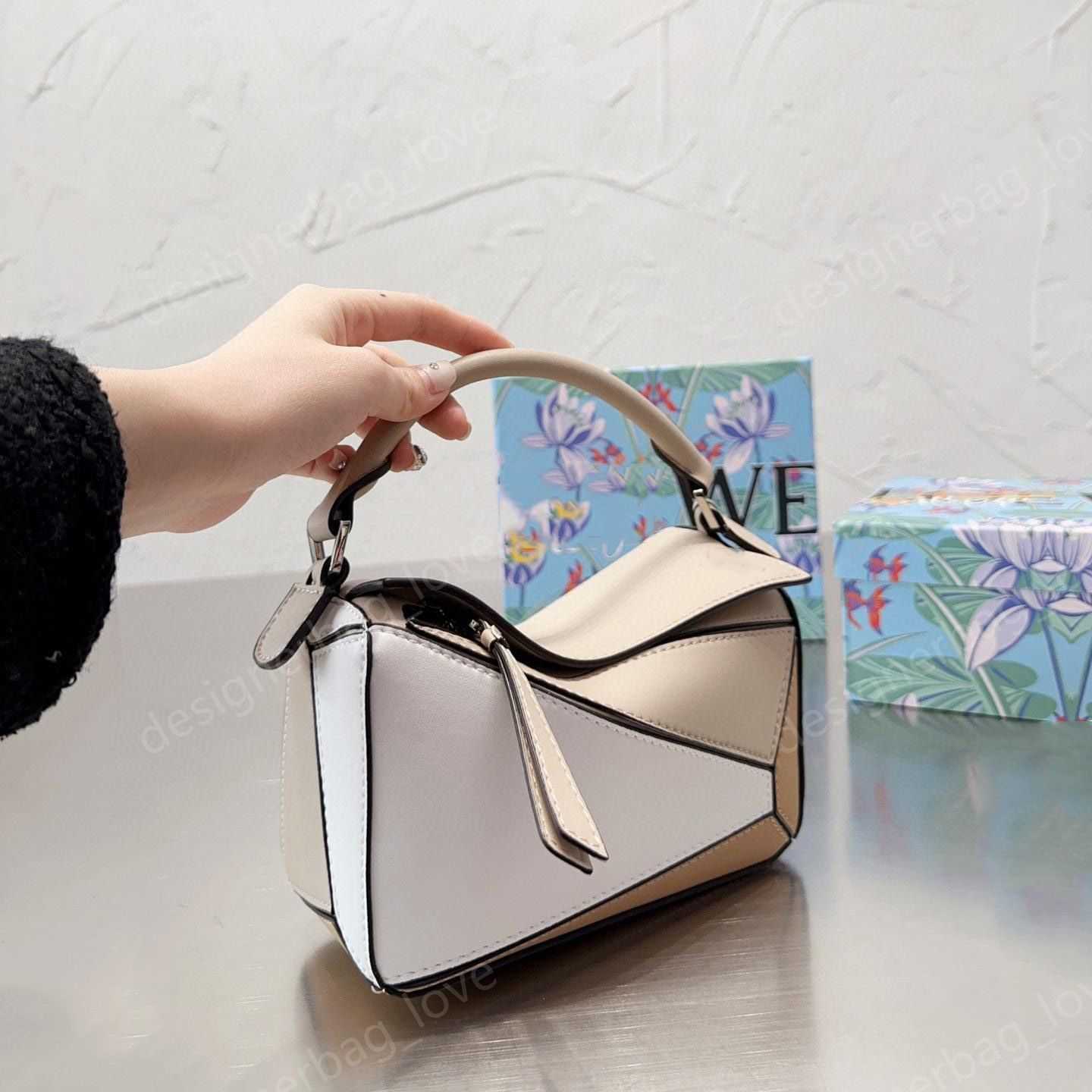 

Designer Bag Genuine Leather Handbag Shoulder Bucket Woman Loews Puzzle Geometric Shoulder Fashion CrossBody bag Contrast Color Patchwork Purses Letters - L1059, Puzzle-2