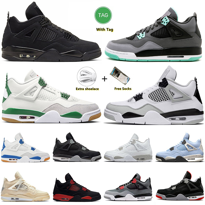 

Jumpman 4 4s Basketball Shoes Pine Green Glow Military Black Cat Canvas Red Cement Bred Sail Shimmer Cool Grey University Blue White Oreo Sneakers for Men and Women, Item#36