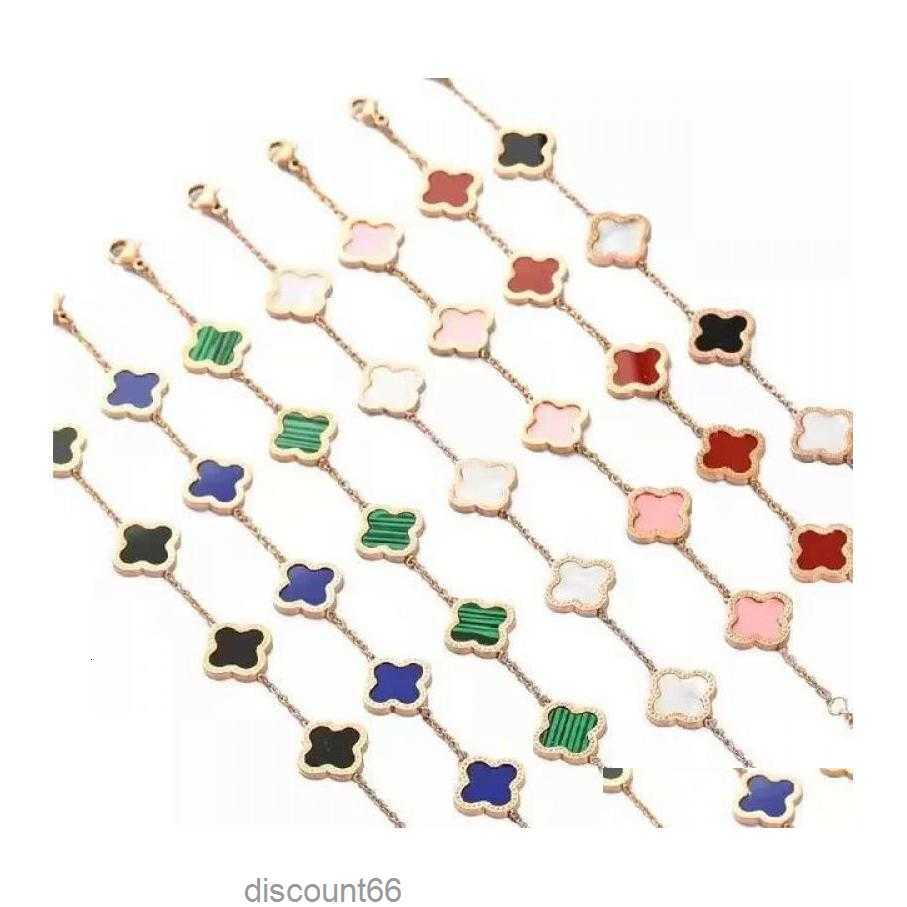 

Charm Bracelets Fashion Classic 4/Four Leaf Clover Bangle Chain 18K Gold Plated Motherofpearl For Women Girl Wedding Mother Day Jewe Dh047QJ6Q