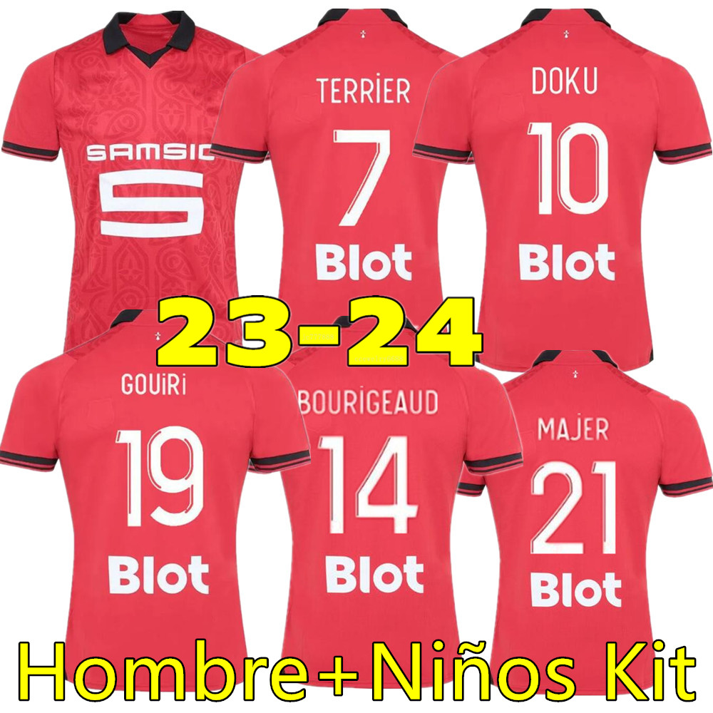 

23 24 Stade Rennais soccer jerseys Home Rennes maillot de foot 2023 2024 SULEMANA BOURIGEAUD TERRIER DOKU LABORDE SANTAMARIA men kids kit football shirts
