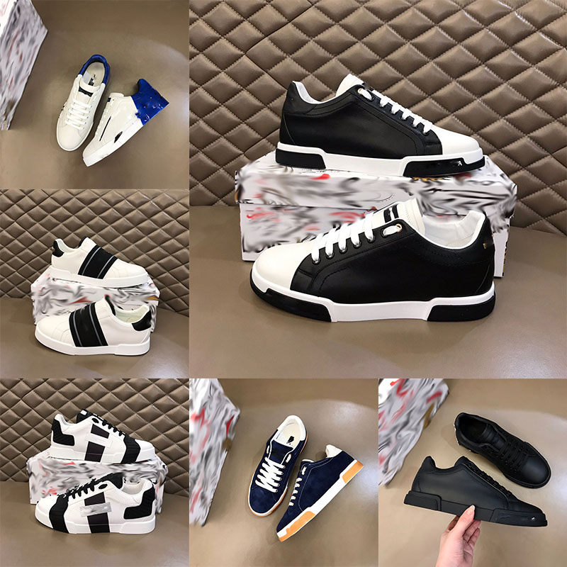 

Famous men's sports shoes 23S/S elegant DG sports shoes perfect calfskin Napa Portofino shoes white black leather leisure walking., Sky blue