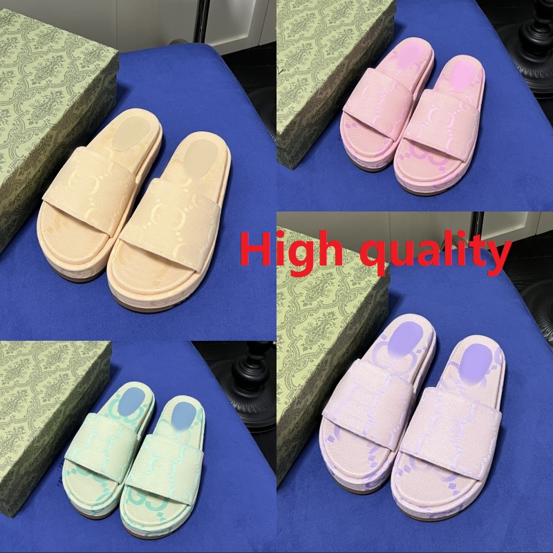 

Quality High Sandal Lady Slipper Luxury Designer summer slippers fashion ladies Beach Casual shoe woman Comfortable Electric embroidered thick sole slippers, No shoes