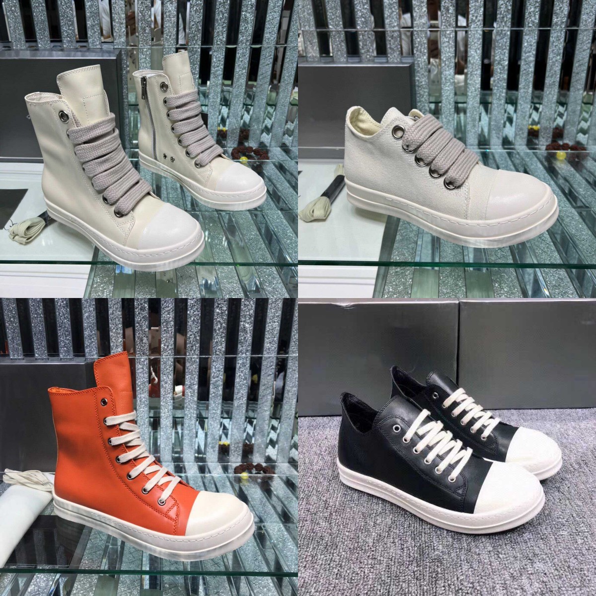 

rick owns shoes boot Woman Canvas Boots Spring Breathable Women Booties Black White Ankle Boots For Women Shoes With Box 34-44 designer boots back to the future shoes