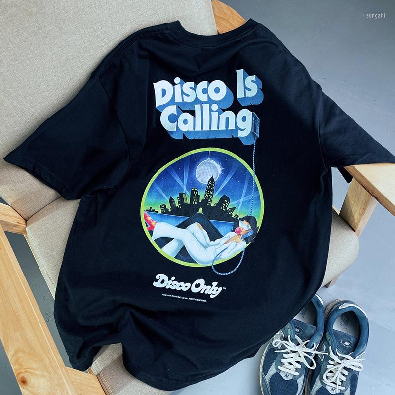 

Men's T Shirts 2023 Summer Men Cotton T-Shirt Funny Electric Music Festival Fashion Oversized Short Sleeved Loose Disco Party Casual Tops, Black