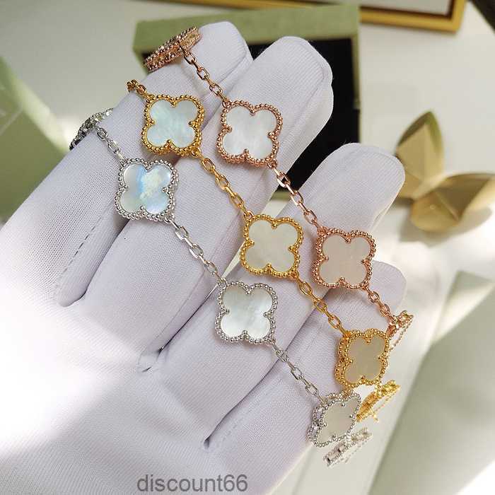 

four leaf clover Bracelet Natural Shell Gemstone Gold Plated 18K designer for woman T0P quality highest counter quality European size gift for girlfriend 014156O