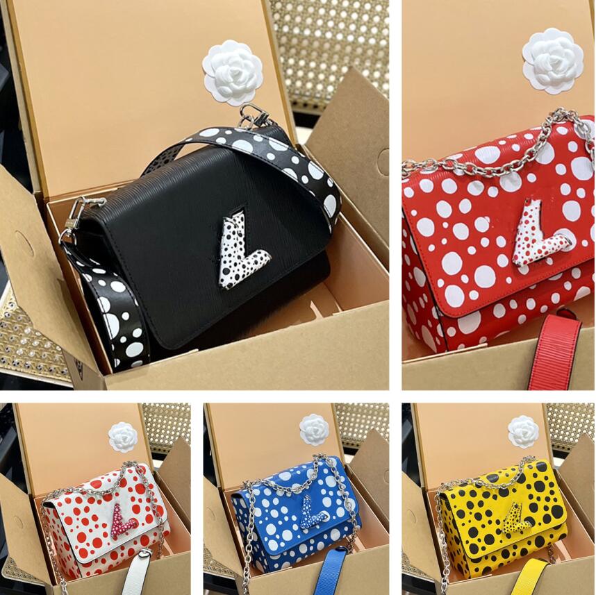 

TWIST MM Yayoi Kusama Designer Shoulder Bag Classic Women Crossbody Handbags Luxury Lady Tote Purse Epi Leather Lock Female Chain Hand Bags Fashion dhgate, White