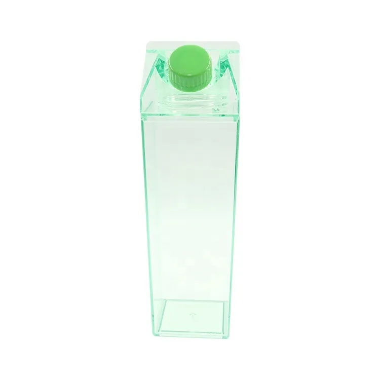 500ml Milk Box Plastic Milk Carton Acrylic Water Bottle Clear Transparent Square Juice Bottles for Outdoor Sports Travel BPA Free