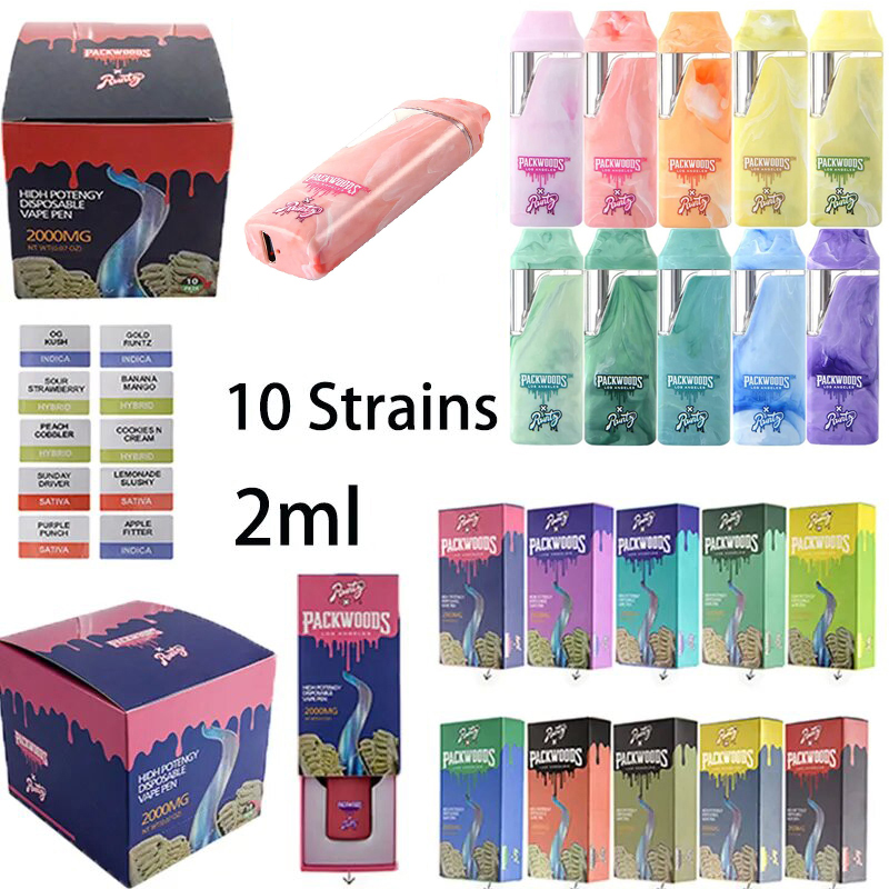 

2Gram Packwoods X Runtz Runty Disposable E cigarettes Empty Pod Vape Pen 10 strains Rechargeable 2ml 380mAh With USB Charger Kits For Concentrate Thick Oil, Color please remark