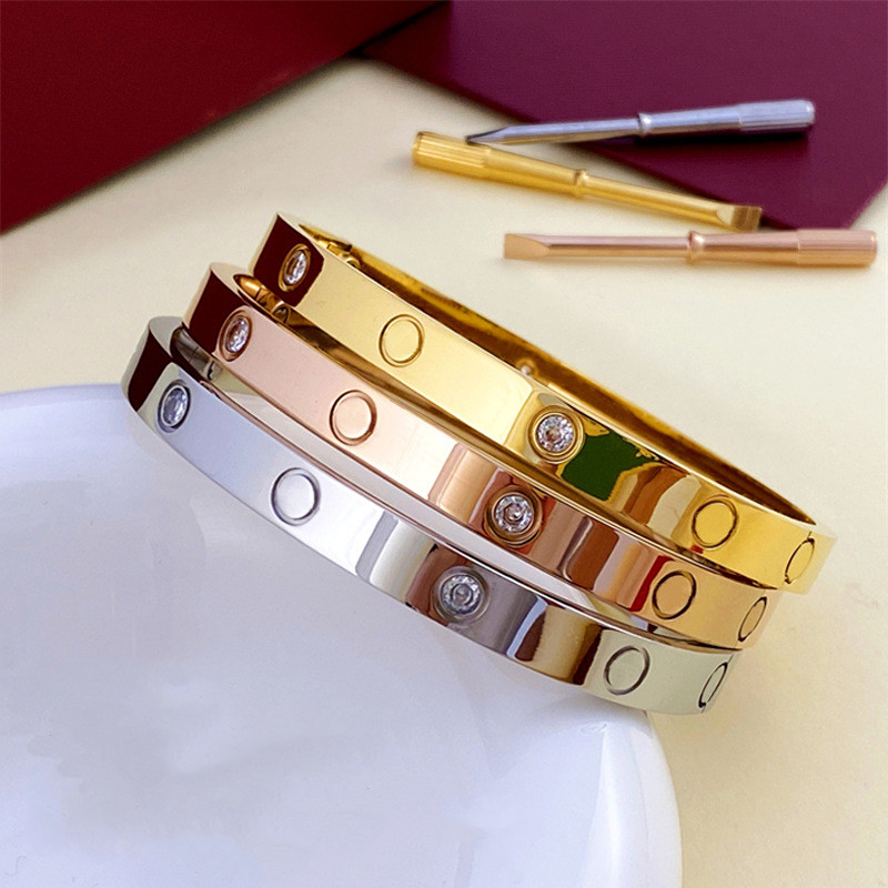 

Love Screw Bracelet Designer Bracelets Luxury Jewelry Women Bangle Classic 5.0 Titanium Steel Alloy Gold-Plated Craft Colors Never Fade Not Allergic Charm Bracelet