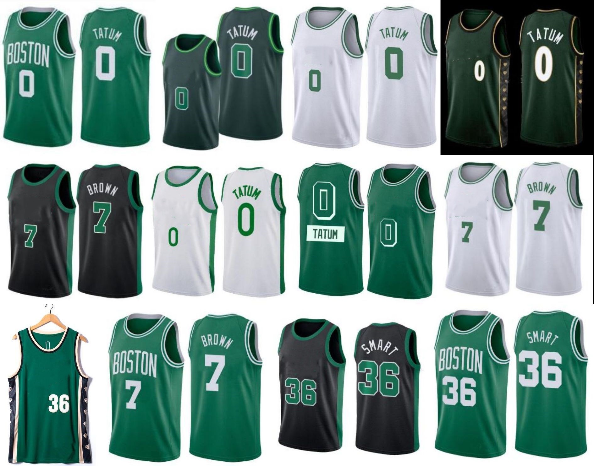 

Jayson Tatum Jaylen Brown Basketball Jerseys Marcus Smart White 2023 City Shirt Green Edition Jersey 0 7 36, As