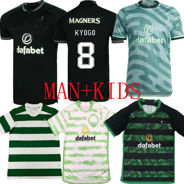 

2023 2024 soccer jerseys home away third 4th KYOGO JOTA AJETI 23 24 Mens Kids MCGREGOR TURNBULL STARFELT football shirts fans player version Celtic special edition, 2023 away player version