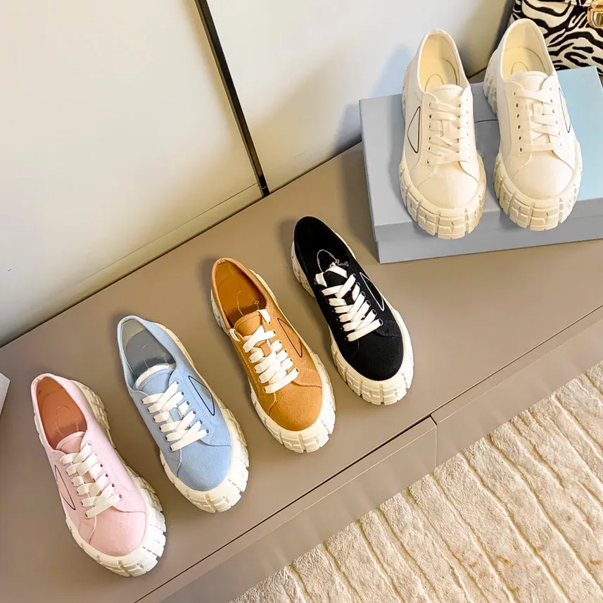 

Double Wheel Casual Shoes Women Nylon Designer Shoe Gabardine Classic Canvas Sneakers Fashion Platform Heighten Trainers Designers Sneaker