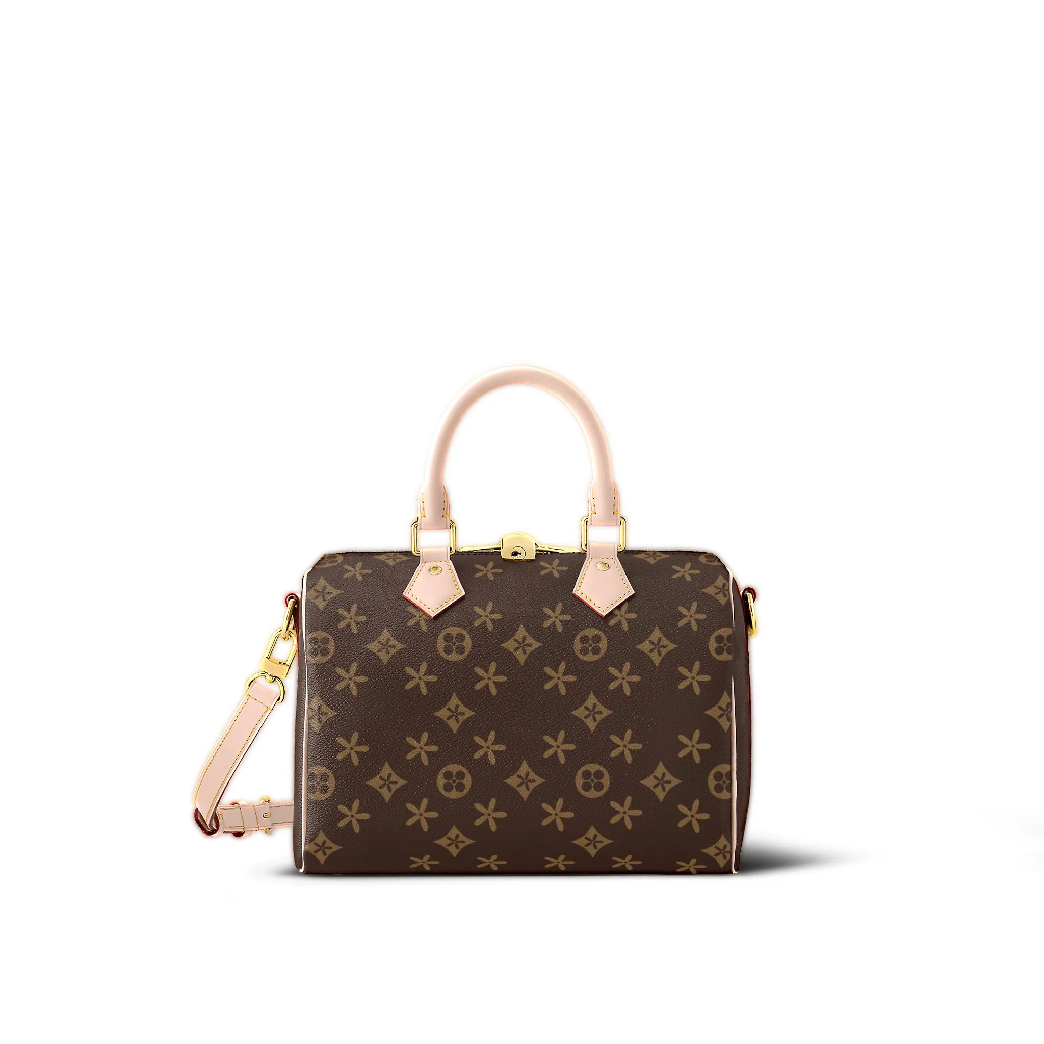 

3size Speedy 25 30 35 Travel Bag with Shoulder Bags Luxury Tote Handbag Brown Flower Designer Duffle Cross Body Leather Womens Mans Clutch, M0n0gram