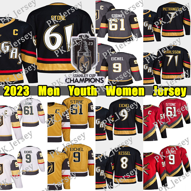 

2023 Stanley Cup Champions 61# Mark Stone Reverse Retro hockey jersey 81# Jonathan Marchessault 9# Jack Eichel Alex Pietrangelo William Karlsson Adin Hill jerseys, Grey men