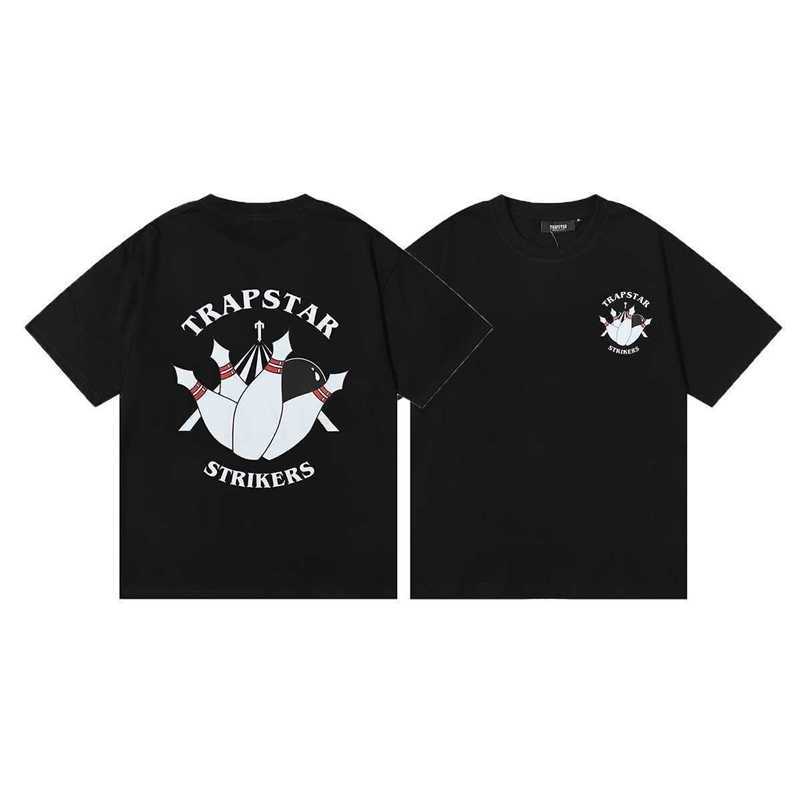

Fashion Clothing Tees Brand Tra Bowling Letter Printing Pure Cotton Double Yarn High Quality Casual Short Sleeves Luxury Casual, Black