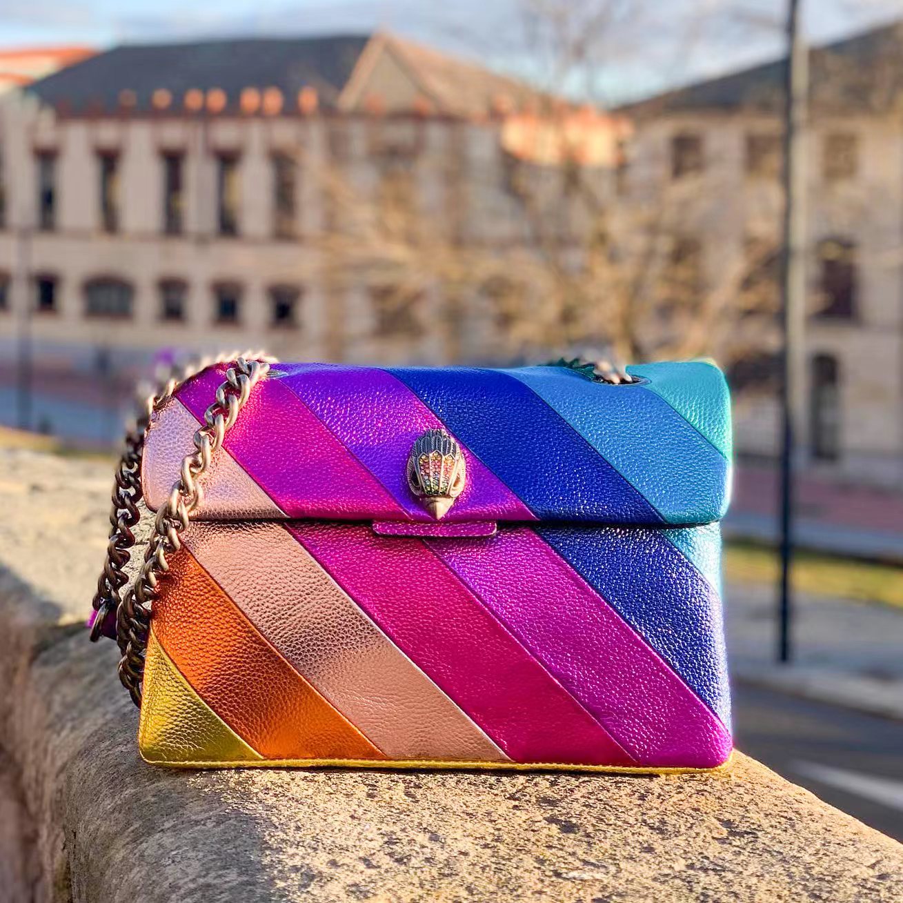 

Mini famous rainbow Stripes Kurt Geiger Designer Womens hand bag crossbody Chain bag Genuine Leather Luxury Mens Shoulder bags Fashion hobo Purses tote clutch bag