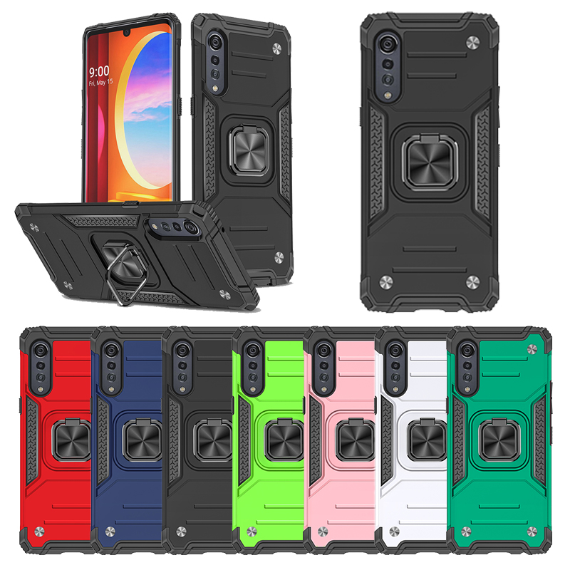 

Kickstand Phone Cases For LG Aristo 2 3 4 5 Plus Stylo 6 7 Velvet K22 K31 K40 Heavy Duty Armor Hybrid PC TPU Shockproof Magnetic Car Mount Cellphone Case, Black