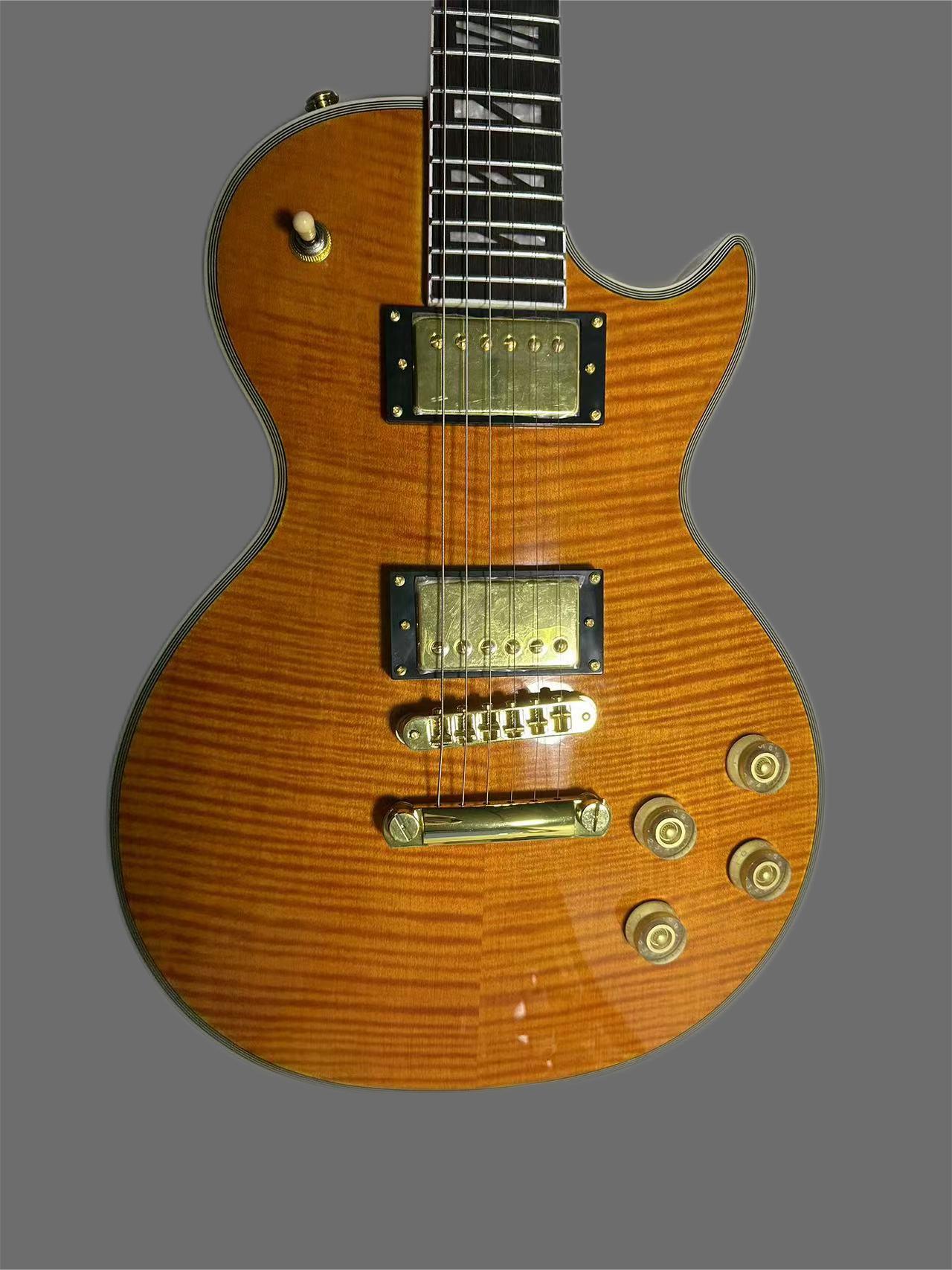 

Custom 1959 Jimmy Page Number One JP No. 1 Cherry Sunburst Electric Guitar Little Pin Tone Pro Bridge, Flame Maple Top, Gold Grover Tuners