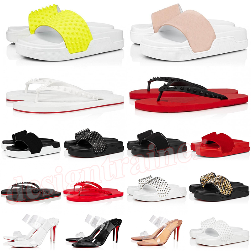

2023 new Fashion Slippers Luxury Sandals Studded Studs Rivet Suede Slide Mens Printed Flat Shoes Summer Red Thick Sole Outdoor Laser coach shoe, 25