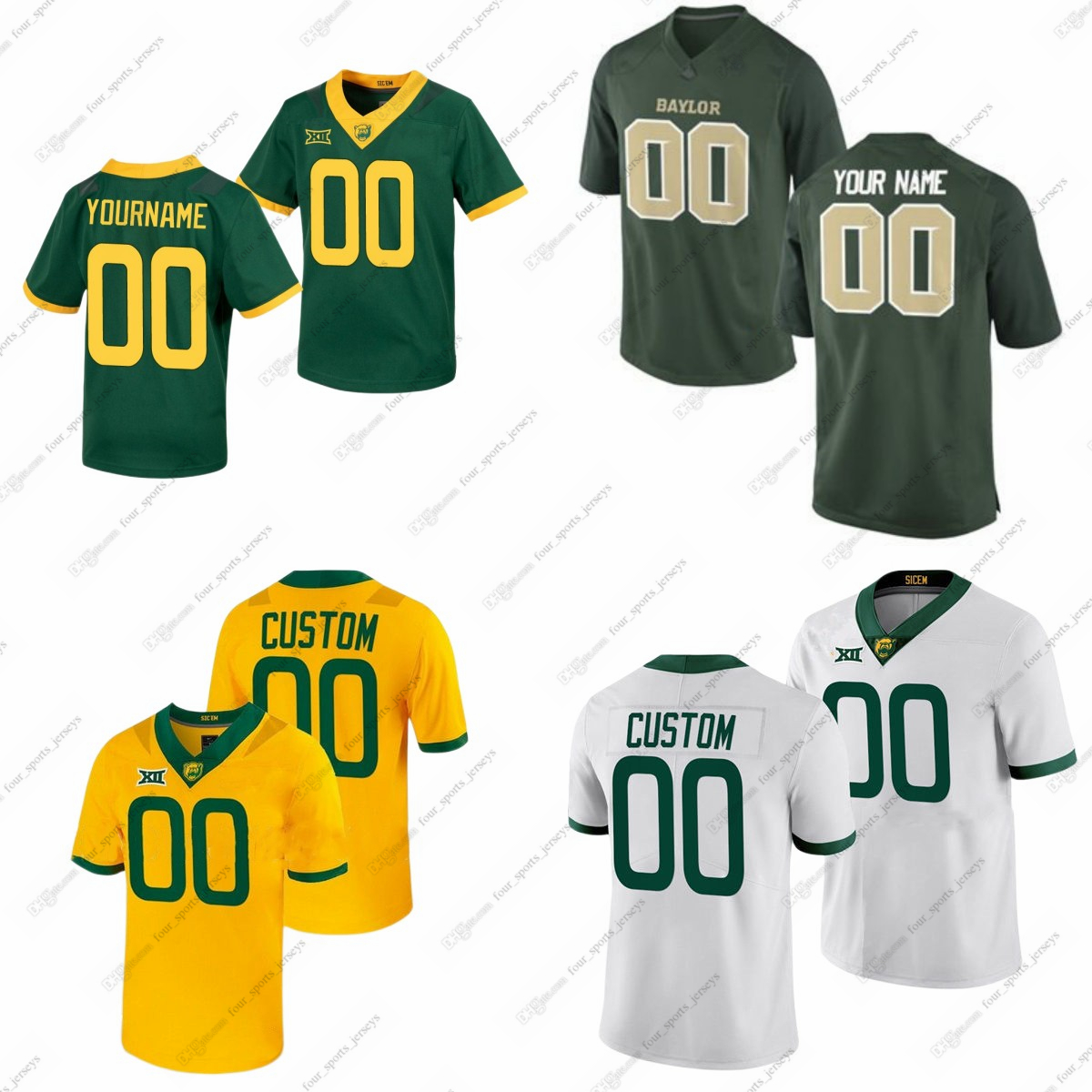 

Custom NCAA Baylor Bears College Football Jerseys Bobby Gordon Jr. Lemear Boland Hankins Stone Williams Grimes Singletary Shofner Griffin lll Dotson Green, As in picture